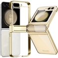thumbnail image 1 of Compatible Clear Case for Samsung Galaxy Z Flip 5 Phone Case with Hinge Protection,Full Coverage Luxury Transparent Plating PC Thin Case Cover for Samsung Galaxy Z Flip 5 5g Case Champagne Gold, 1 of 7