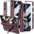 thumbnail image 1 of Compatible Clear Case for Samsung Galaxy Z Fold 4 Case Hinge Protection Wine Red,Magnetic Adsorption Luxury Ultra Thin Plating PC Pen Slot Case for Galaxy Z Fold 4 Phone Case with Kickstand Men, 1 of 14