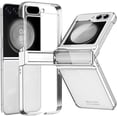 thumbnail image 1 of Compatible Clear Samsung Z Flip 5 Case with Hinge Protection,Luxury Electroplating Crystal Full Protective Cover Transparent Phone Case for Galaxy Z Flip 5 Case Slim,Samsung Z Flip 5 Case Silver, 1 of 14