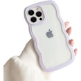 thumbnail image 1 of Compatible with Clear iPhone 12 Pro Max Case Cute Simple Curly Wave Bumper Case Aesthetic Phone Case for Girls Women Soft TPU Protective Phone Cover-Purple, 1 of 11