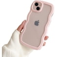 thumbnail image 1 of Compatible with Clear iPhone 12 Pro Max Case Cute Simple Curly Wave Bumper Case Aesthetic Phone Case for Girls Women Soft TPU Protective Phone Cover-Pink, 1 of 9