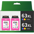 thumbnail image 1 of Compatible Color 63XL 63 XL High Yield Ink Cartridge Replacement for HP Officejet 3830 4650 4652 Envy 4520 4512 4650 5255 5200 5258 4655 Deskjet 1112 2132 3632 Printer - 2 Pack, 1 of 5