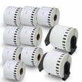 thumbnail image 1 of Compatible Continuous Labels Replacement for Brother DK-2205 (2.4 in x 100 ft), Use with Brother QL Label Printers [10 Rolls + 2 Reusable Cartridges], 1 of 5