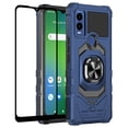 thumbnail image 1 of Compatible for Cricket Innovate E 5G Case w/Tempered Glass Screen Protector [Military Grade] Ring Car Mount Kickstand Shockproof Hard Phone Case - Blue, 1 of 7