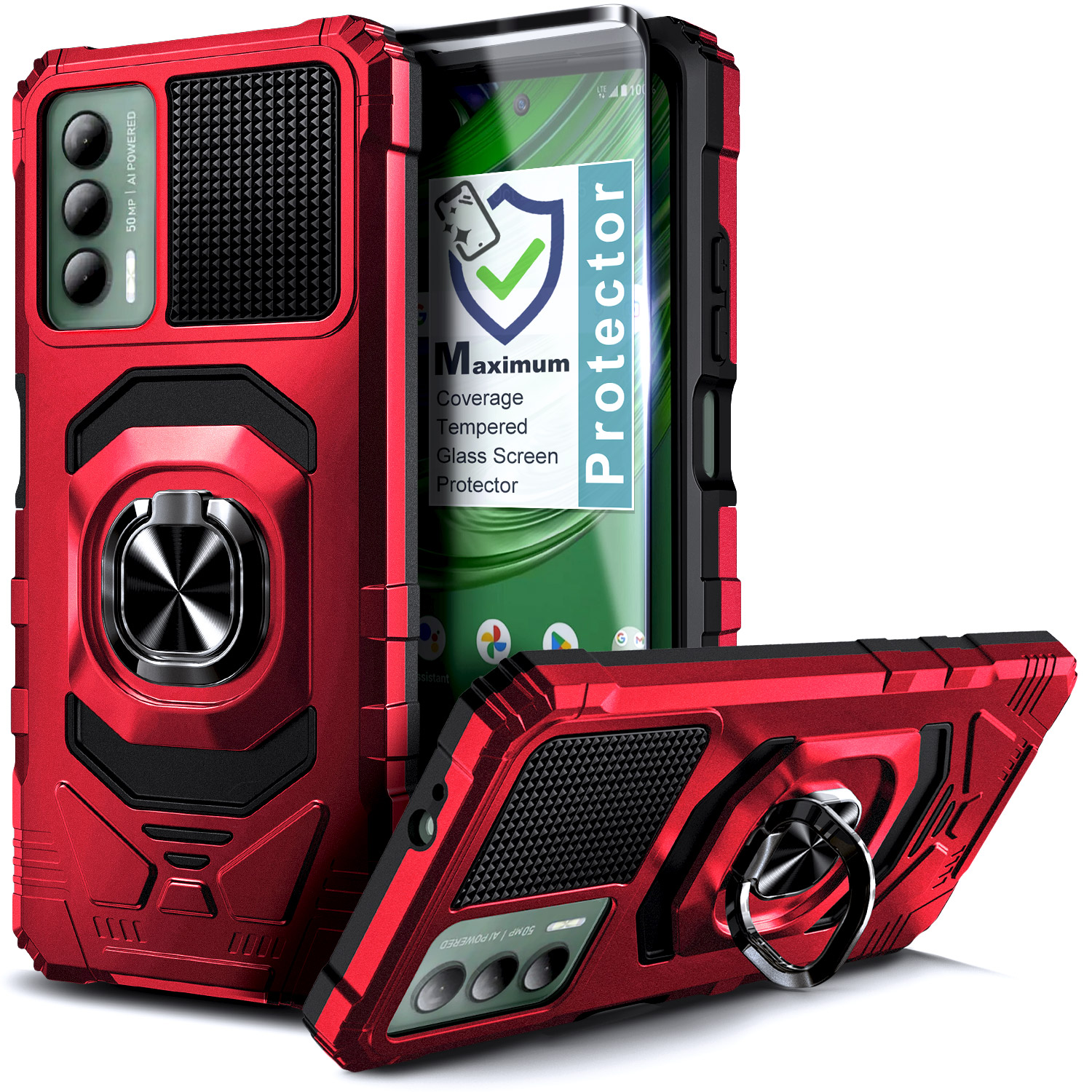 Compatible with Cricket Outlast / AT&T Jetmore Phone Case with Tempered