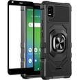 thumbnail image 1 of Compatible for Cricket Vision Plus Case w/Tempered Glass Screen Protector [Military Grade] Ring Car Mount Kickstand Shockproof Hard Phone Case - Black, 1 of 7