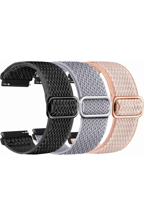 Compatible for Cubitt Aura Pro, Viva Pro, Aura and Viva Smart Watch Bands, Stretch Breathable Elastic Nylon Bands Replacement Wristband Adjustable Straps (3-Pack)