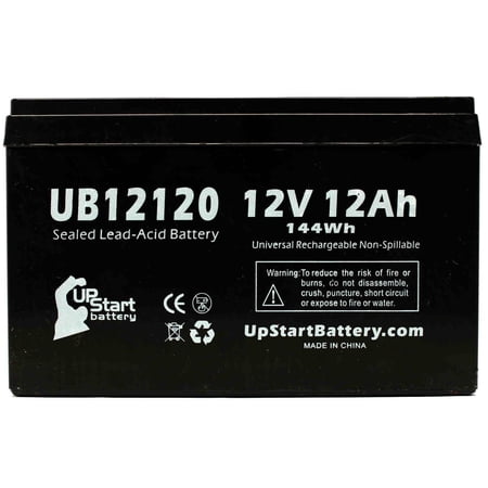 Compatible Currie e-Ride 16 Battery - Replacement UB12120 Universal Sealed Lead Acid Battery (12V 12Ah, 12000mAh, F1 Terminal, AGM, SLA) - Includes TWO F1 to F2 Terminal Adapters