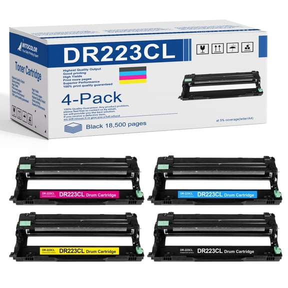 Compatible DR223CL Drum Unit Replacement for Brother DR-223CL DCP-L3510CDW L3550CDW MFC-L3770CDW L3710CW L3730CDW HL-3210CW 3270CDW 3290CDW Printers (1BK/1C/1M/1Y)