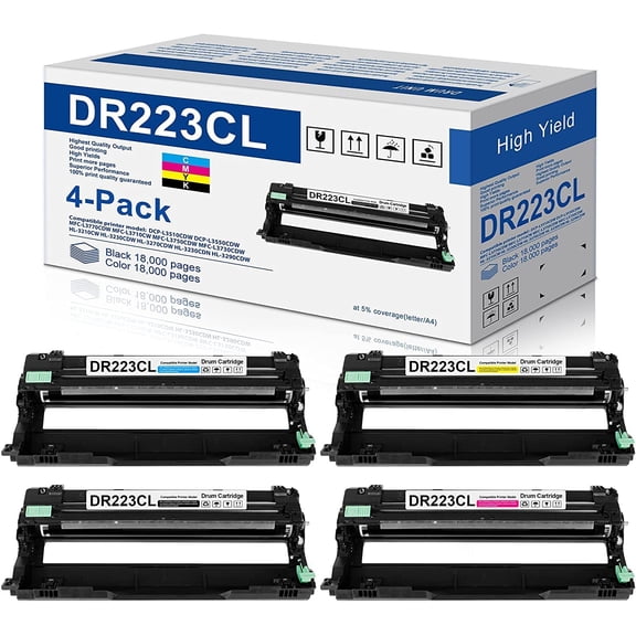 Compatible DR223CL Drum Unit Replacement for Brother MFC-l3770CDW HL-l3270CDW Printer, 4-Pack