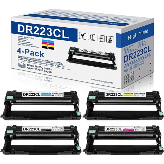 Compatible DR223CL Drum Unit Replacement for Brother MFC-l3770CDW HL-l3270CDW Printer, 4-Pack