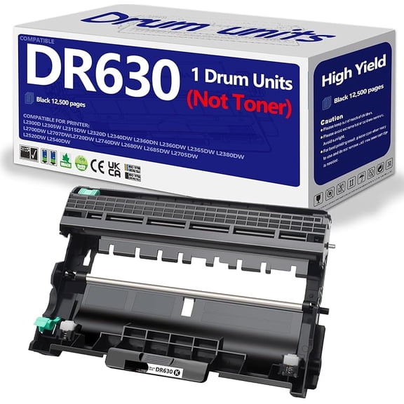 Compatible DR630 DR-630 Drum Unit (Not Toner) Replacement for Brother DR660 DR-660 tn660 Drum Work with DCP-L2520DW DCP-L2540DW HL-L2300D HL-L2305W HL-L2320D HL-L2340DW HL-L2380DW HL-L2680W 1 Pack