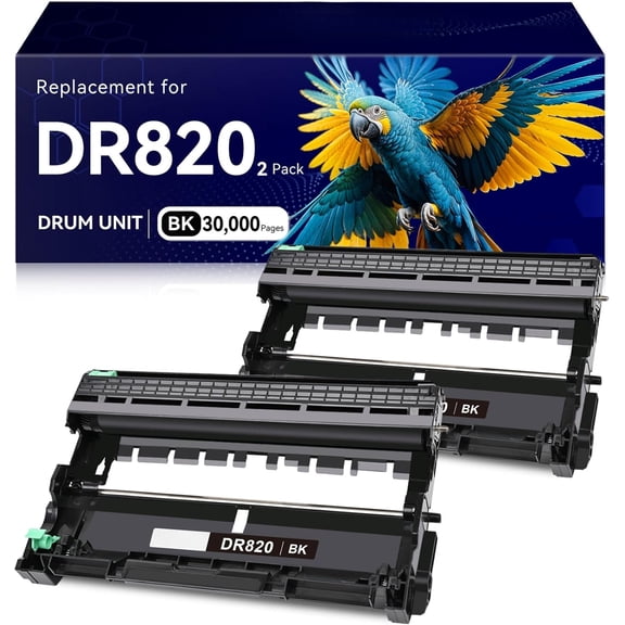Compatible DR820 Drum Unit Replacement for Brother DR-820 ,Yields Up to 30,000 Pages with Toner, Compatible for Brother DCP-L5600DN L5000D L5200 L6200DW MFC L5850 L6700DW Printer (Black, 2-Pack)