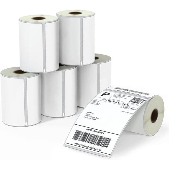 Compatible DYMO 1744907 (4" x 6") Shipping Labels, Perforated, Compatible with DYMO Labelwriter 4XL Rollo & Zebra Desktop Printers, NOT Fit 5XL [6 Rolls/1320 Labels]