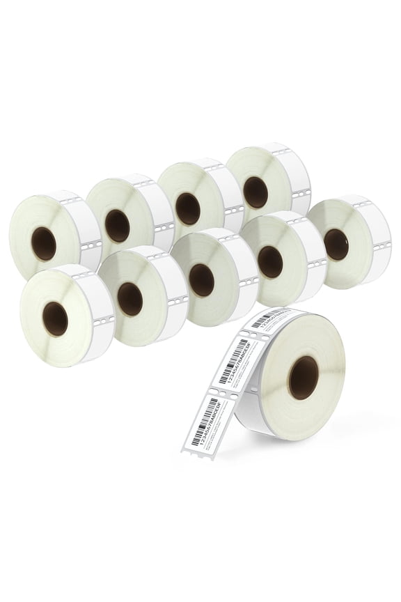 Compatible DYMO 30347 (1" x 1-1/2") Book Spine Labels - Compatible with DYMO Labelwriter 450, 4XL & Zebra Desktop Printers [10 Rolls/7500 Labels]