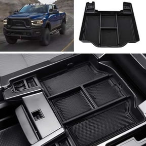 Compatible with For Dodge RAM 1500 2500 3500 2019-2024 2025 2026 Center Console Organizer ABS Plastic Material Interior Accessories Armrest Box Insert Tray (Black Trim)