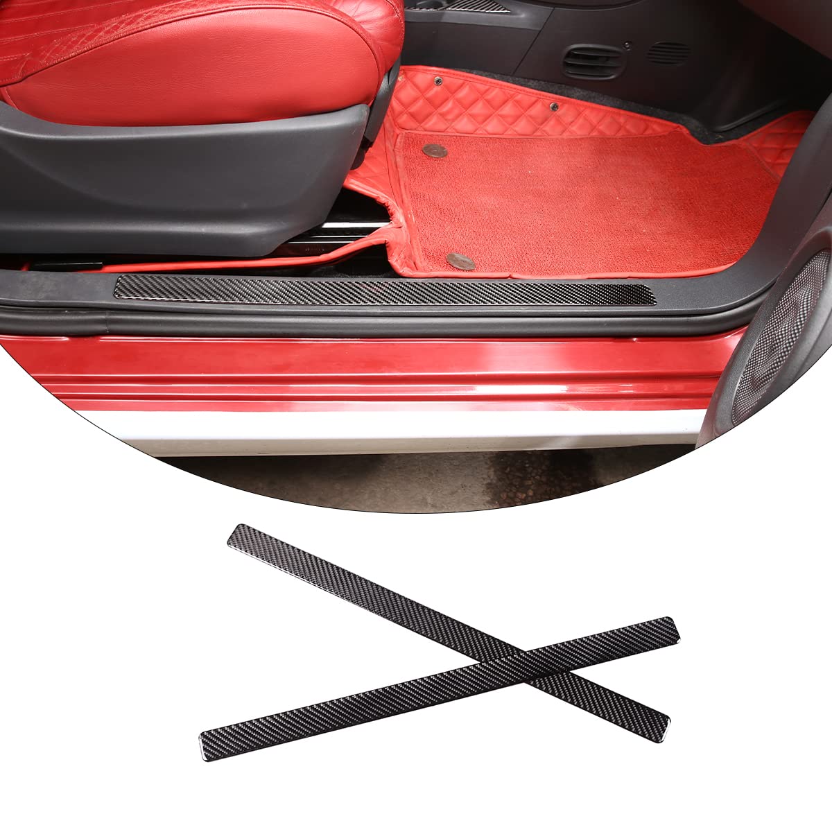 Autocollants Fibre Carbone Pour Grilles D'aération Fiat 500 Et Abarth 595 (2011-2023) - Rouge Ou Noir - 6