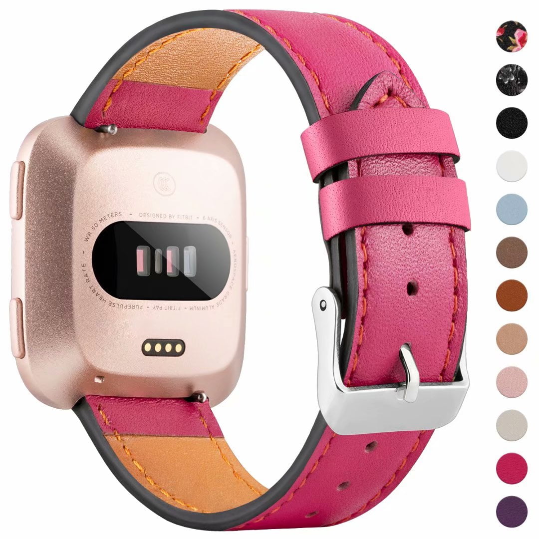 Paquete de 2 correas de cuero de encaje compatibles con Fitbit Versa 2,  correas delgadas y suaves de cuero floral de repuesto para Fitbit  Versa/Fitbit