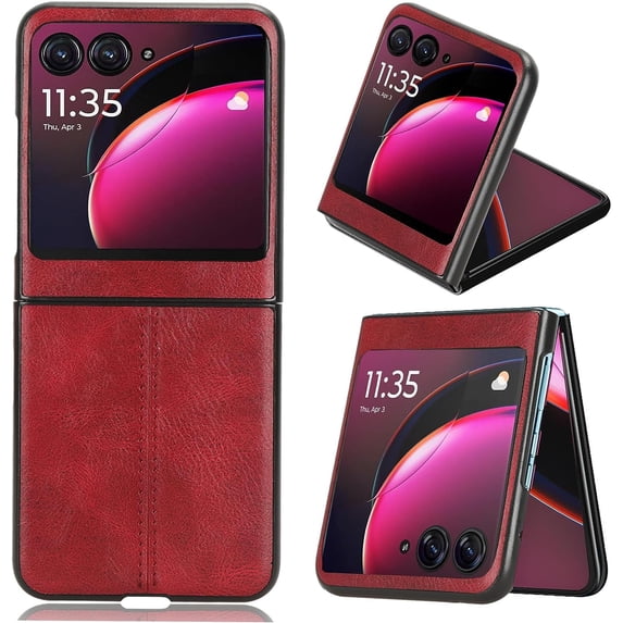 Compatible Flip Phone Case for Motorola Razr Plus Case 2023,Motorola Razr+ 2023 Case 5G,Thin Lightweight PU Leather Protective Case for Motorola Razr 40 Ultra Case Moto Razr Plus 2023 Case - Red