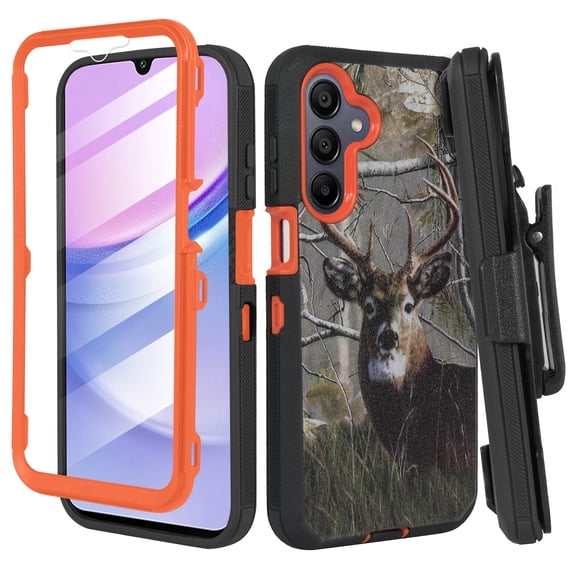Compatible For Samsung Galaxy A16 Case by Thousand Gear– Heavy Duty Rugged Protective Cover with Belt Clip Holster & Built-in Screen Protector – Deer