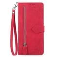 thumbnail image 1 of Compatible For Samsung Galaxy S22 Ultra Luxury Flower Pattern Embossed PU Leather Case,Zipper Card Flip Wallet Stand Case Cover with Wrist Strap.For Samsung Galaxy S22 Ultra,Red, 1 of 9