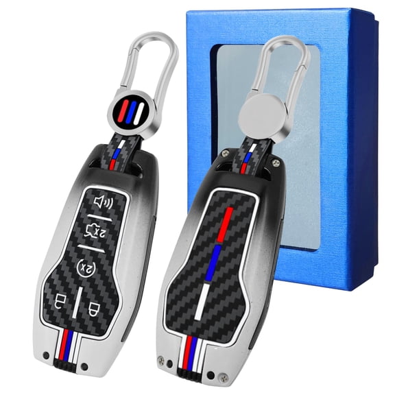 Compatible with Ford Mustang Key Fob Cover,Key Fob Shells Case for F150 Mustang Explorer Edge Fusion Lincoln MKZ MKC MKX,Metal Shell Soft Silicone Full Protection