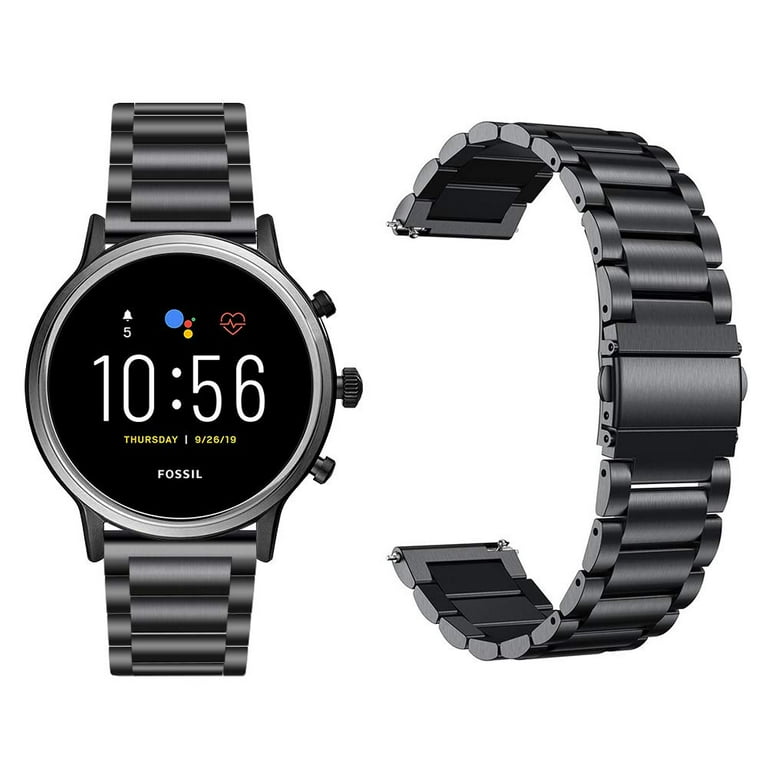 Compatible with Fossil Gen 6 Fossil Gen 5 Carlyle HR Band 22mm Stainless Steel Metal Strap for Fossil Gen 4 Q Explorist HR Fossil Gen 3 Q Explorist SmartWatch Black Compatible with Fossil Gen 6 Fos