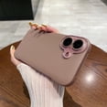 thumbnail image 1 of Compatible with Frameless Phone Case for iPhone 16 , With lens film,Ultra-Thin Lightweight Durable Frameless PU Leather Hard PC Shock Absorption Bumper Phone Case Cover,Brown, 1 of 5