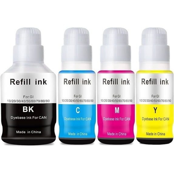 Compatible GI-20 GI20 Black Cyan Magenta Yellow Refill Ink Bottles for Canon Pixma G5020 G6020 -4 Packs