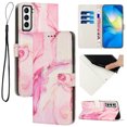 thumbnail image 1 of Compatible for Galaxy A03s 6.5" Wallet Case, Samsung A03 Core Wallet Case[Stand Feature] [Wrist Strap] [Credit Cards Holder] New Marble Pattern Premium PU Leather Flip Protective Cover, Rosegold, 1 of 10