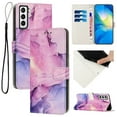 thumbnail image 1 of Compatible for Galaxy A03s 6.5" Wallet Case, Samsung A03 Core Wallet Case[Stand Feature] [Wrist Strap] [Credit Cards Holder] New Marble Pattern Premium PU Leather Flip Protective Cover, Purple, 1 of 10