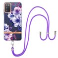 thumbnail image 1 of Compatible with Galaxy A03s Clear TPU Flower Pattern Case, S23 Ultra Case with Strap Crossbody Adjustable Neck Lanyard Case Phone Cover Designed for Samsung A03s 6.5 inch, Purple Flower, 1 of 4