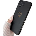 thumbnail image 1 of Compatible with Galaxy A12 Case 6.5", Bling Cute Plated Gold Love-Heart with Anti-Fall Camera Lens Cover Protection Soft Anti-Fingerprint Anti-Dust Phone Case for Samsung Galaxy A12 - Black, 1 of 6