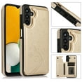 thumbnail image 1 of Compatible with Galaxy A13 5G Case Wallet with Card Holder,Embossed Butterfly Pattern PU Leather Double Magnetic Buttons Flip Shockproof Protective Cover for Samsung Galaxy A13 5G, Gold, 1 of 9