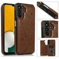 thumbnail image 1 of Compatible with Galaxy A13 5G Case Wallet with Card Holder,Embossed Butterfly Pattern PU Leather Double Magnetic Buttons Flip Shockproof Protective Cover for Samsung Galaxy A13 5G, Brown, 1 of 9