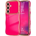 thumbnail image 1 of Compatible with Galaxy A14 5G Case for Women Girls, Cute Wave Frame Curly Shape with Love Heart Raised Camera Protection Luxury Plating Shockproof Phone Case for Galaxy A14 5G (HOT PINK), 1 of 9