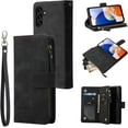 thumbnail image 1 of Compatible with Galaxy A14 5G Wallet Case, Premium PU Leather Zipper Folio RFID Blocking with Card Slot Wrist Strap Magnetic Closure Built-in Kickstand Protective Case (Black), 1 of 10