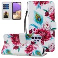 thumbnail image 1 of Compatible with Galaxy A32 5G Case 6.5 inch, Allytech Premium PU Leather Hand Strap Card Slots Soft TPU Shockproof Fold Stand Magnetic Snap Case for Samsung Galaxy A32 5G(NOT for 4G), Peacock Flower, 1 of 2