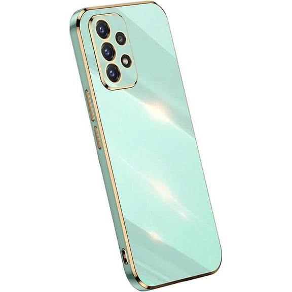 Compatible with Galaxy A32 5G Case Cover Cute Full Camera Lens Protection & Electroplate Shockproof Edge Bumper Soft TPU Protective Phone Cases for Samsung Galaxy A32 5G 6.5"-Light Green