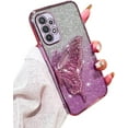 thumbnail image 1 of Compatible with Galaxy A32 5G Case for Women Girls, Cute 3D Butterfly Luxury Bling Sparkle Liquid Flowing Camera Lens Protector Plating Shockproof Phone Case for Galaxy A32 5G (PURPLE), 1 of 14