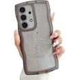 thumbnail image 1 of Compatible with Galaxy A32 5G Case for Women Girls Glitter Bling Camera Lens Protector Cute Curly Wave Frame Silicone Shockproof Protective Cover Phone Case for Samsung Galaxy A32 5G(BLACK), 1 of 9