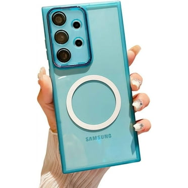 Compatible with Galaxy A32 5G Magnetic Clear Case[Compatible with Magsafe] Transparent Slim Thin TPU Bumper Shockproof Camera Lens Protective Cover Phone Case for Samsung Galaxy A32 5G(Blue)