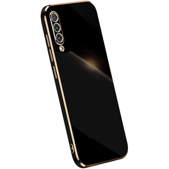 Compatible with Galaxy A50 Case Cover Cute Full Camera Lens Protection & Electroplate Plated Shockproof Edge Bumper Soft TPU Protective Phone Cases for Samsung Galaxy A50/A50s/A30s-Black