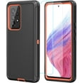 thumbnail image 1 of Compatible with Galaxy A53 5G Case,Samsung A53 5G Case with Tempered Glass Screen Protector + HD Screen Protector (2 Pack),Samsung Galaxy A53 5G Case 3 in 1 A53 5G Phone Case (Black Orange), 1 of 6