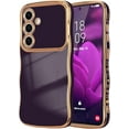 thumbnail image 1 of Compatible with Galaxy A54 5G Case for Women Girls, Cute Wave Frame Curly Shape with Love Heart Raised Camera Protection Luxury Plating Shockproof Phone Case for Galaxy A54 5G (DARK PURPLE), 1 of 9