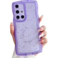 thumbnail image 1 of Compatible with Galaxy A71 4G Case for Women Girls Glitter Bling Camera Lens Protector Cute Curly Wave Frame Silicone Shockproof Protective Cover Phone Case for Samsung Galaxy A71 4G(PURPLE), 1 of 7