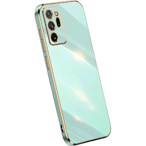 Compatible with Galaxy Note 20 Ultra Case Cover Camera Lens Protection & Electroplate Shockproof Bumper TPU Protective Phone Cases for Samsung Galaxy Note 20 Ultra 5G 6.9"-Light Green