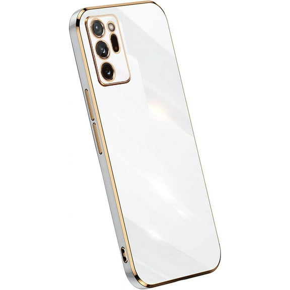 Compatible with Galaxy Note 20 Ultra Case Cover Full Camera Lens Protection & Electroplate Shockproof Bumper TPU Protective Phone Cases for Samsung Galaxy Note 20 Ultra 5G 6.9"-White