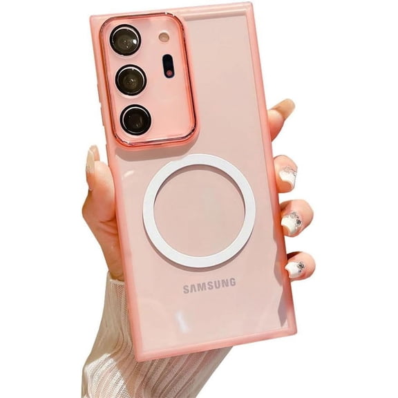 Compatible with Galaxy Note 20 Ultra Magnetic Clear Case[Compatible with Magsafe] Slim TPU Bumper Shockproof Camera Lens Protective Cover Phone Case for Samsung Galaxy Note 20 Ultra(Pink)