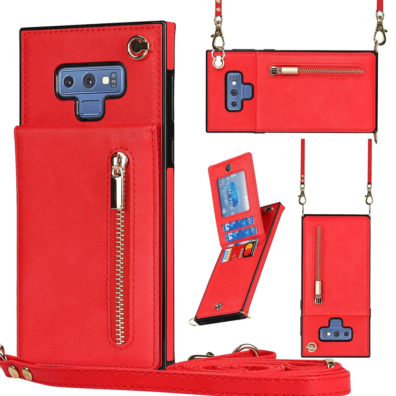 Compatible with for Galaxy Note 9 Wallet Case Crossbody Zipper